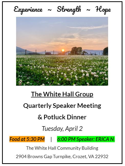 White Hall Quarterly Eating & Speaker Meeting